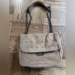 Brown suede like material boho cross body handbag